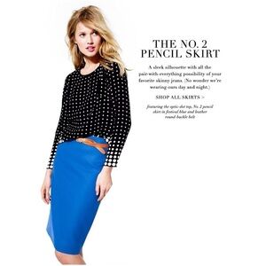 J Crew No.2 Double-Serge Wool Pencil Skirt Royal Blue Size 2